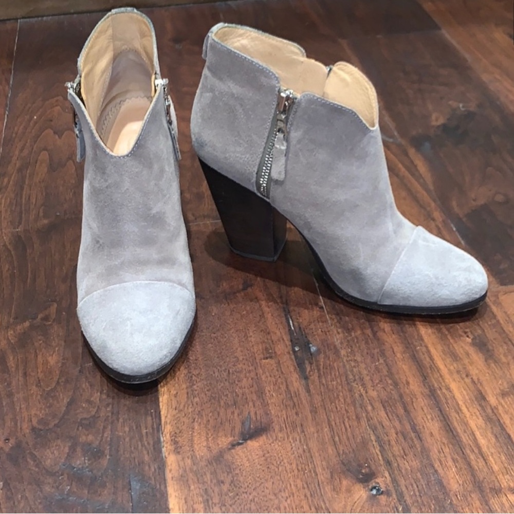 Rag & Bone Gray Ankle Booties with Stacked Heel